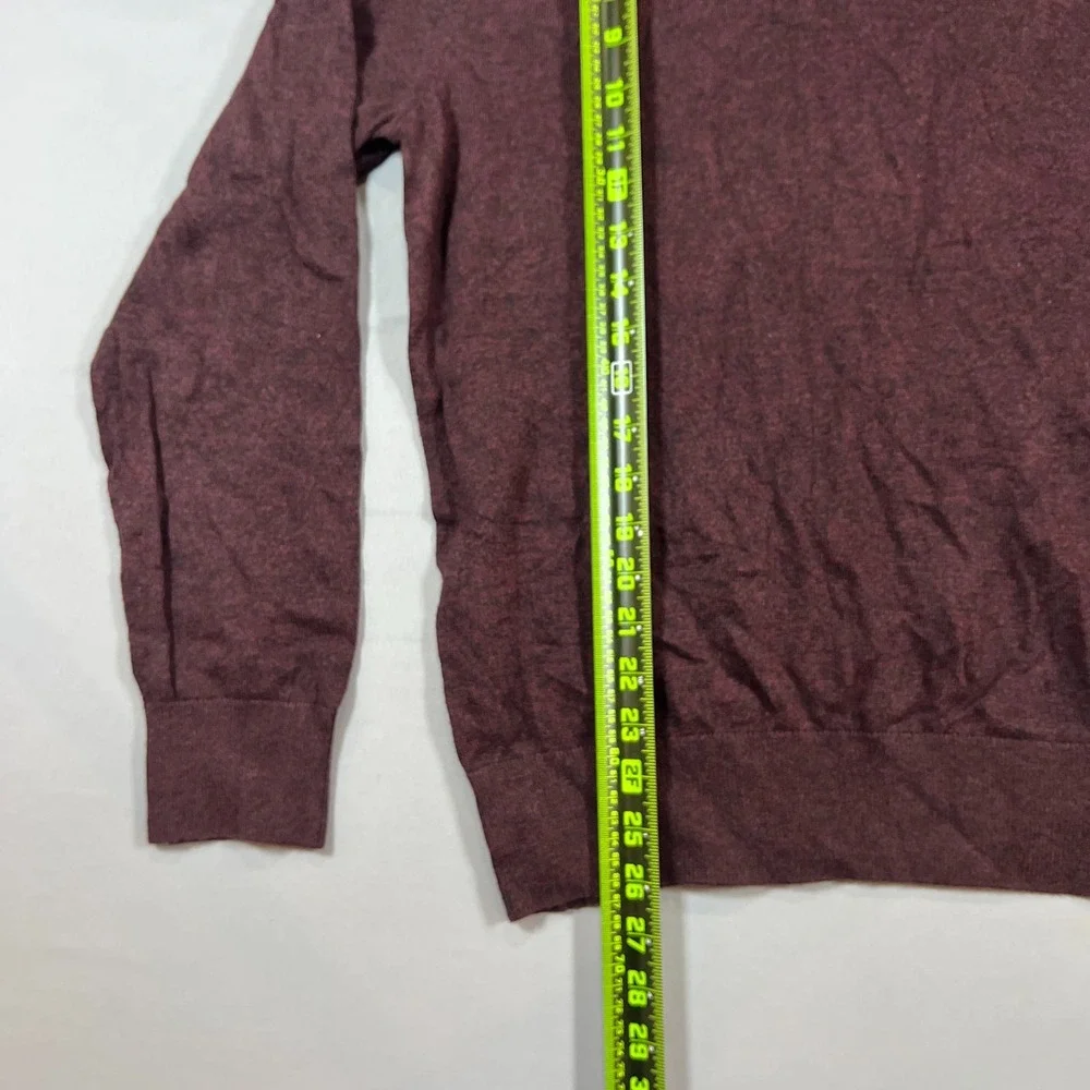 Banana Republic Premium Luxe Yarn Sweater Mens L Burgundy Knit 1/4 Zip Mock Neck